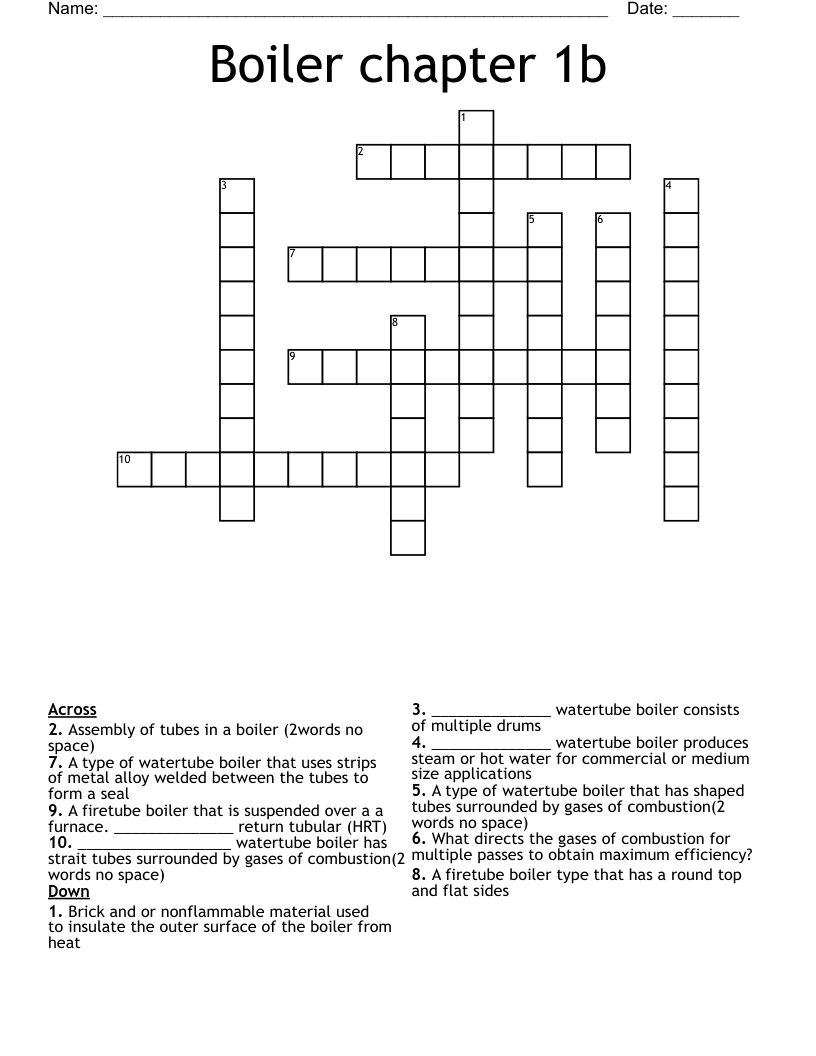 Boiler chapter 1b Crossword WordMint