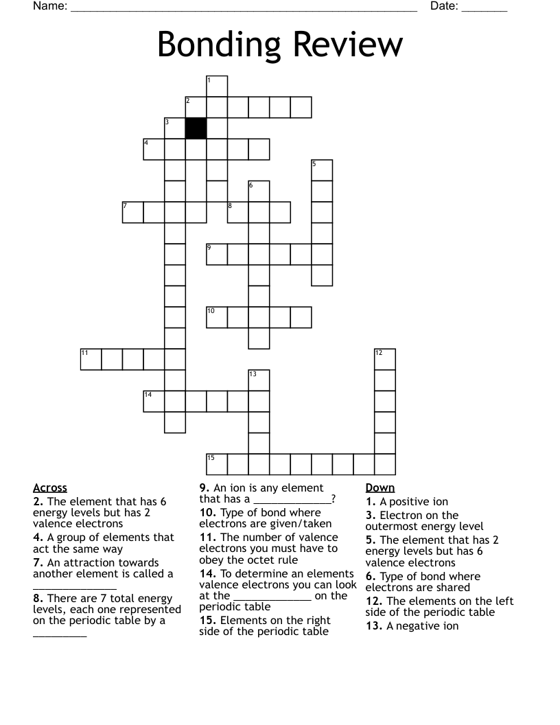 Bonding Review Crossword WordMint