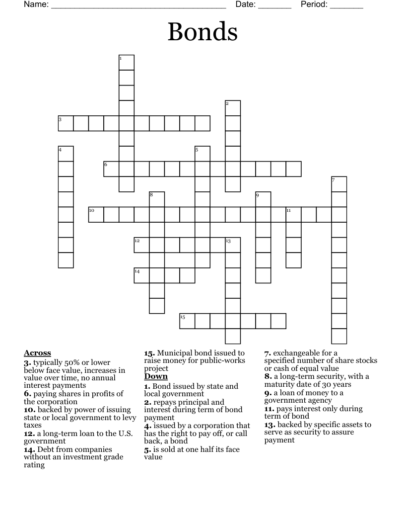 Bonds Crossword WordMint