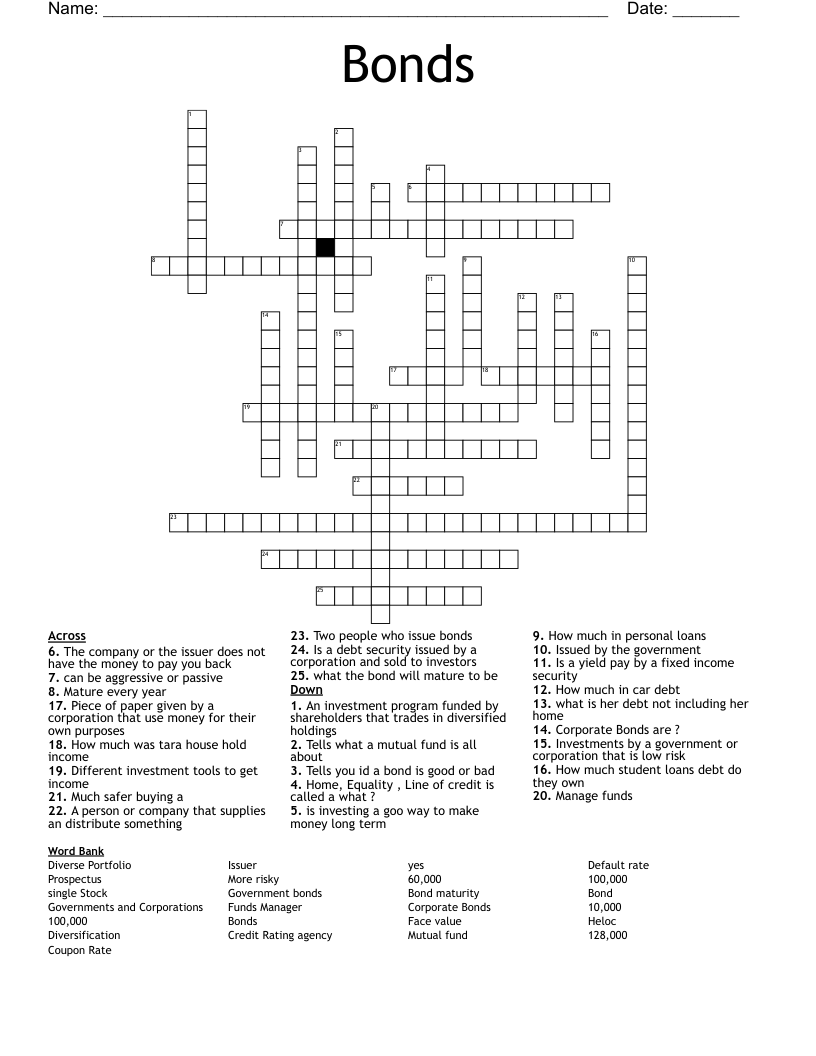 Bonds Crossword WordMint