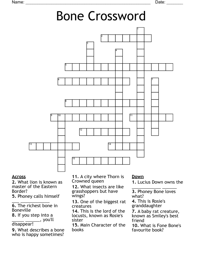 Bone Crossword WordMint
