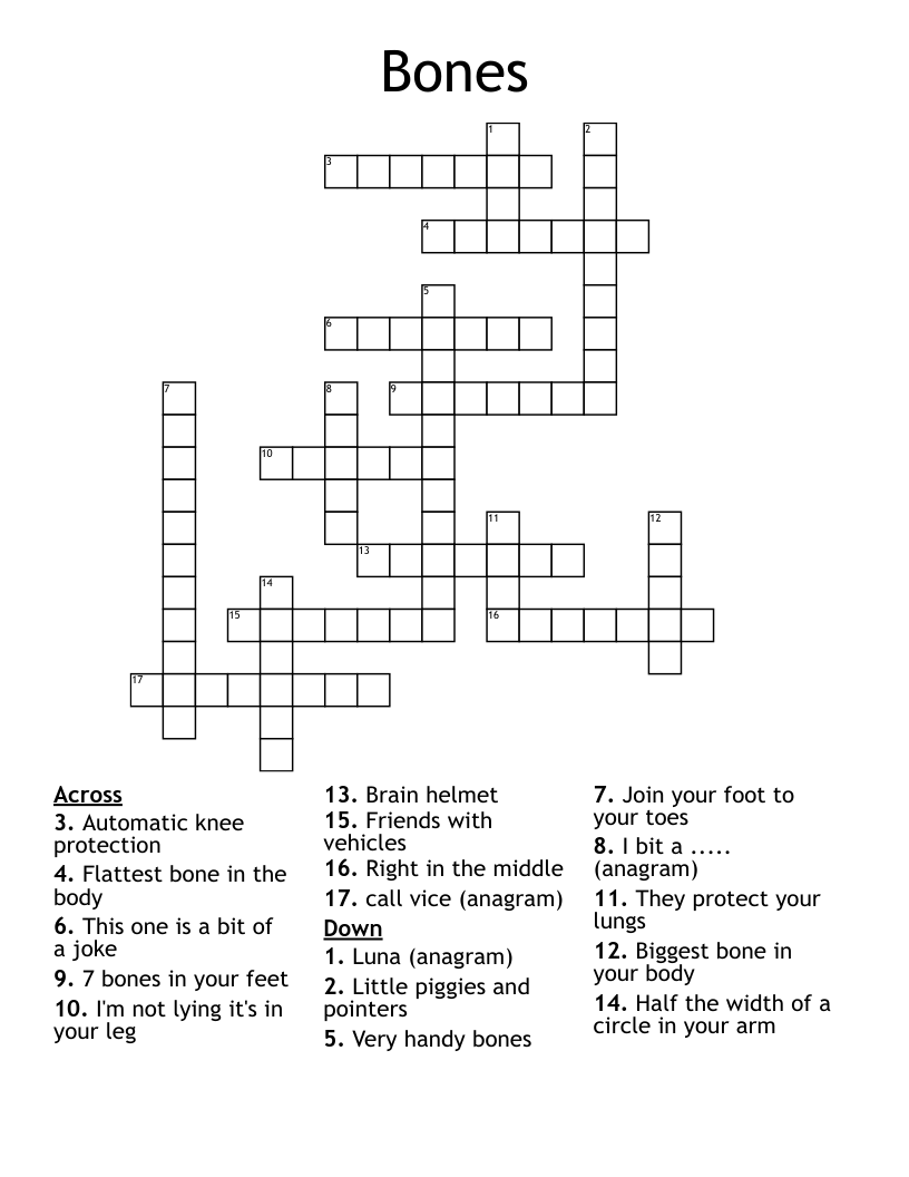 Bones Crossword WordMint