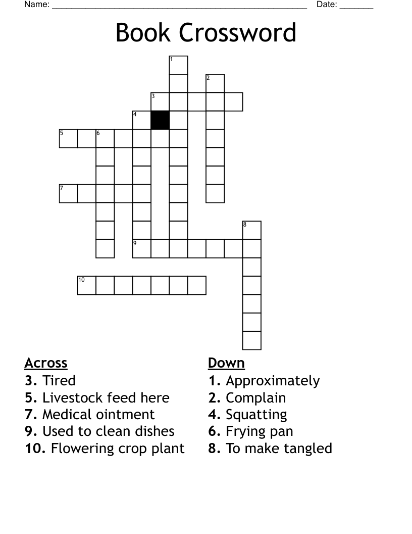 Book Crossword WordMint