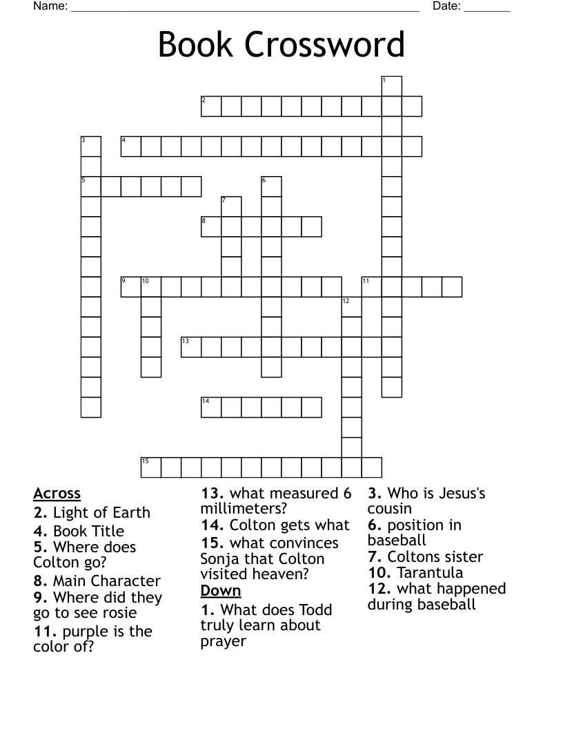 Book Crossword WordMint