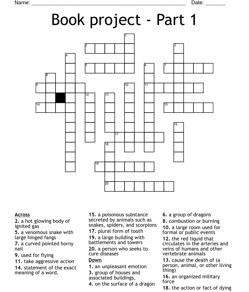 Book project Part 1 Crossword WordMint