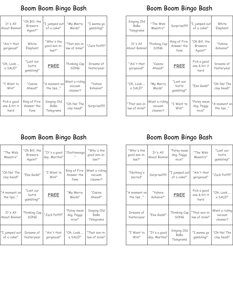 Boom Boom Bingo Bash WordMint