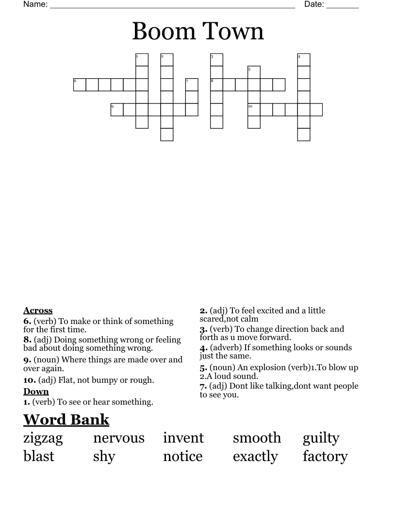 Boom Town Crossword WordMint