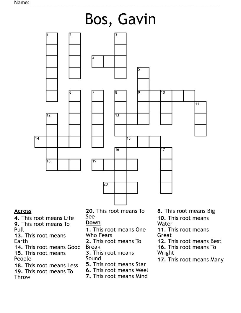Bos, Gavin Crossword WordMint