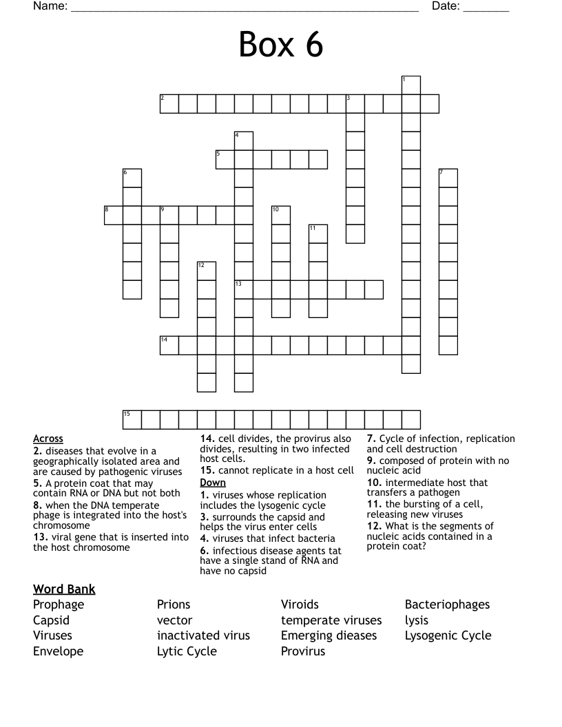 Box 6 Crossword - WordMint