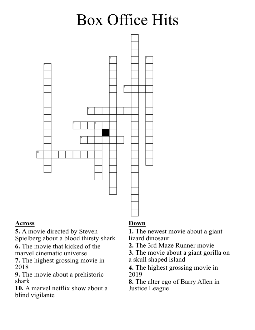 Box Office Hits Crossword WordMint