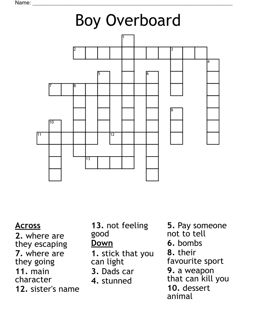 Boy Overboard Crossword WordMint