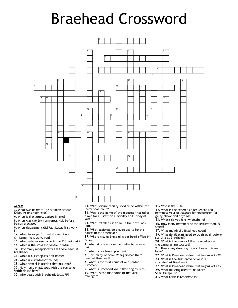 Braehead Crossword WordMint