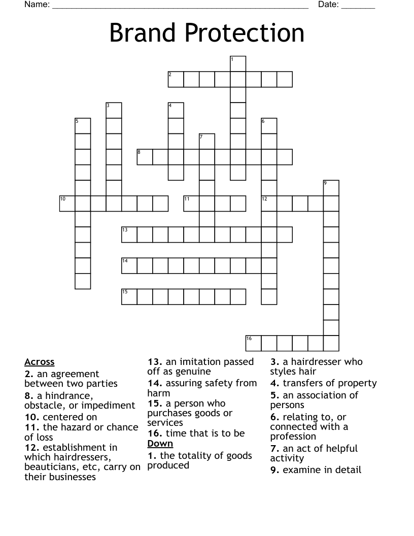Brand Protection Crossword WordMint