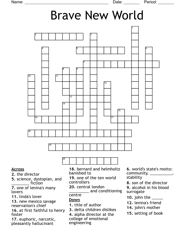BRAVE NEW WORLD Word Search WordMint