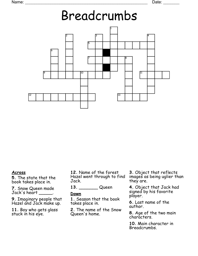 Breadcrumbs Crossword WordMint