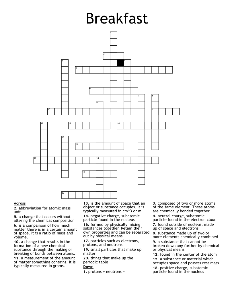 Breakfast Crossword WordMint