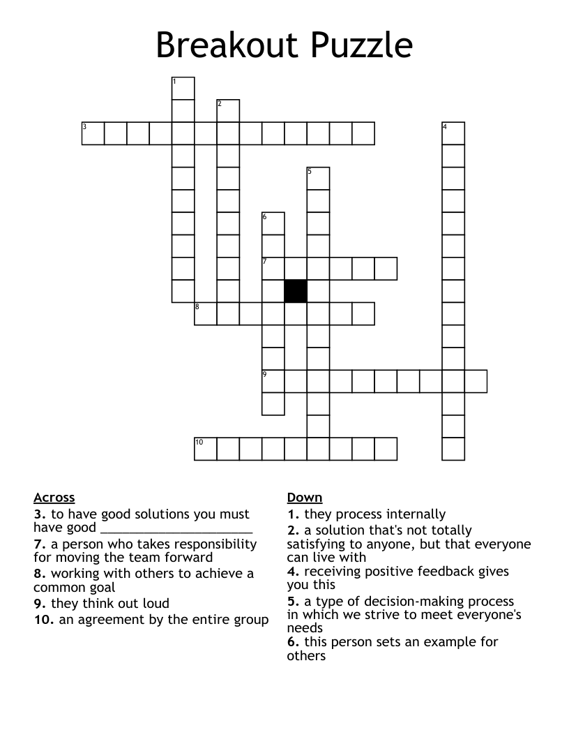 Breakout Puzzle Crossword WordMint