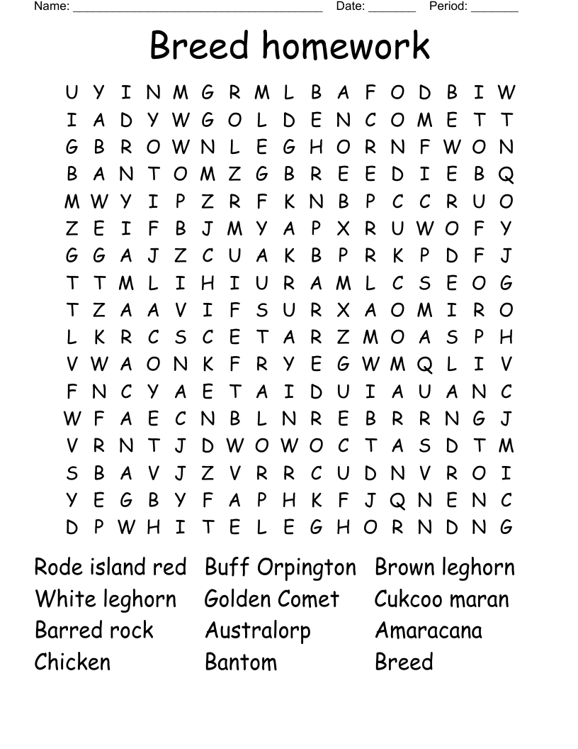 Breed bingo WordMint