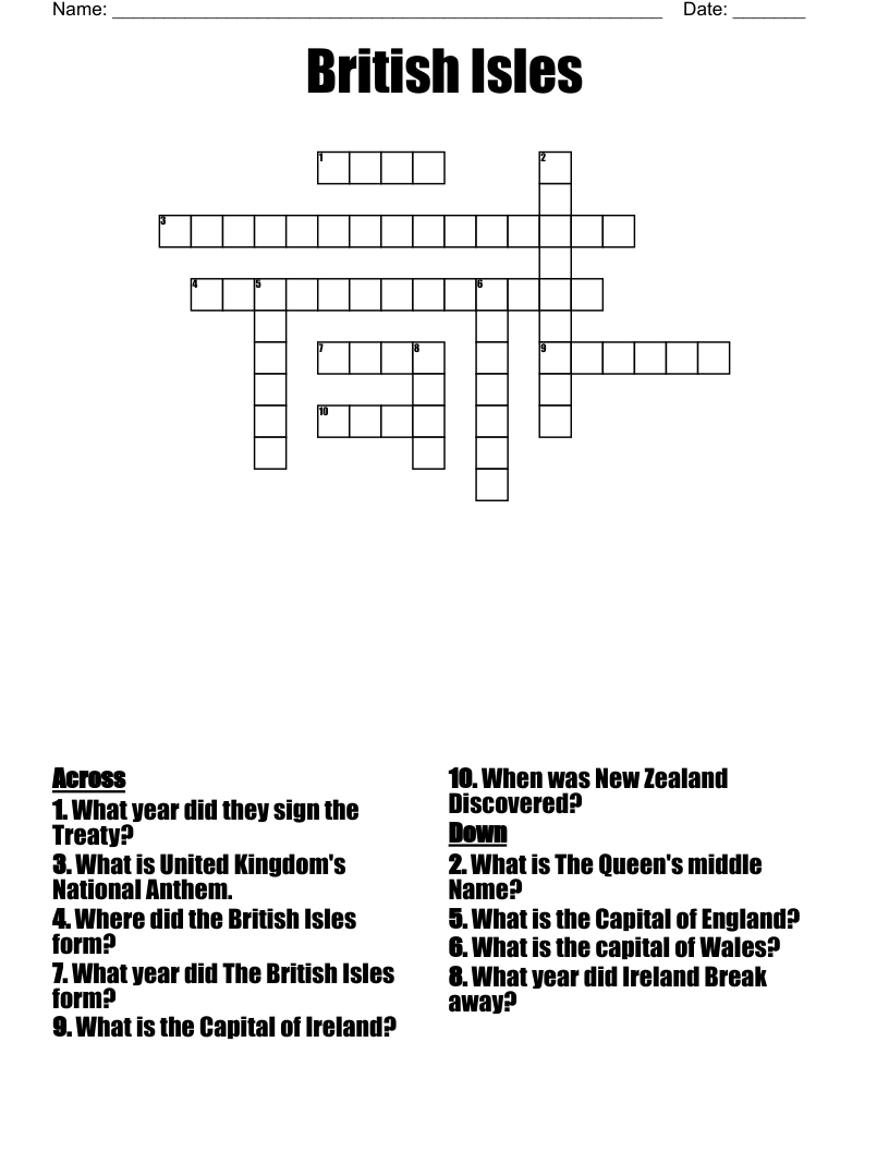British Isles Crossword WordMint