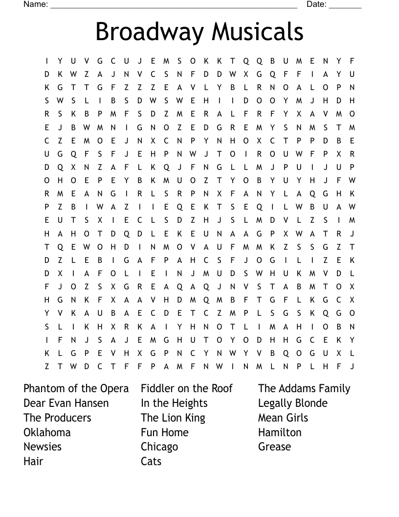 Broadway Crossword WordMint