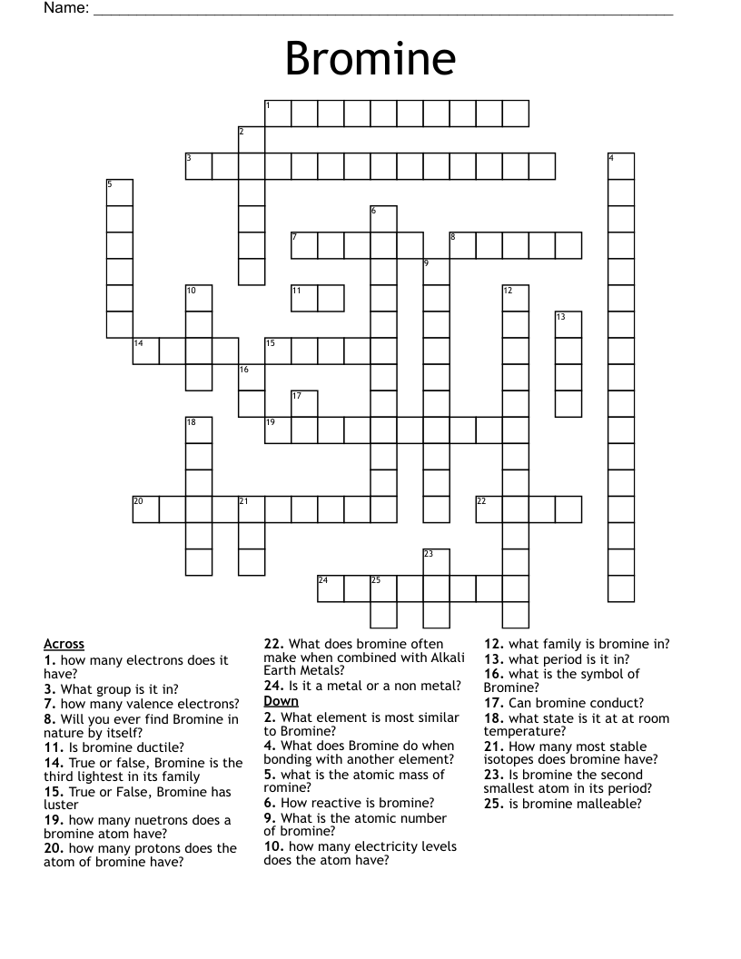 Bromine! Crossword WordMint