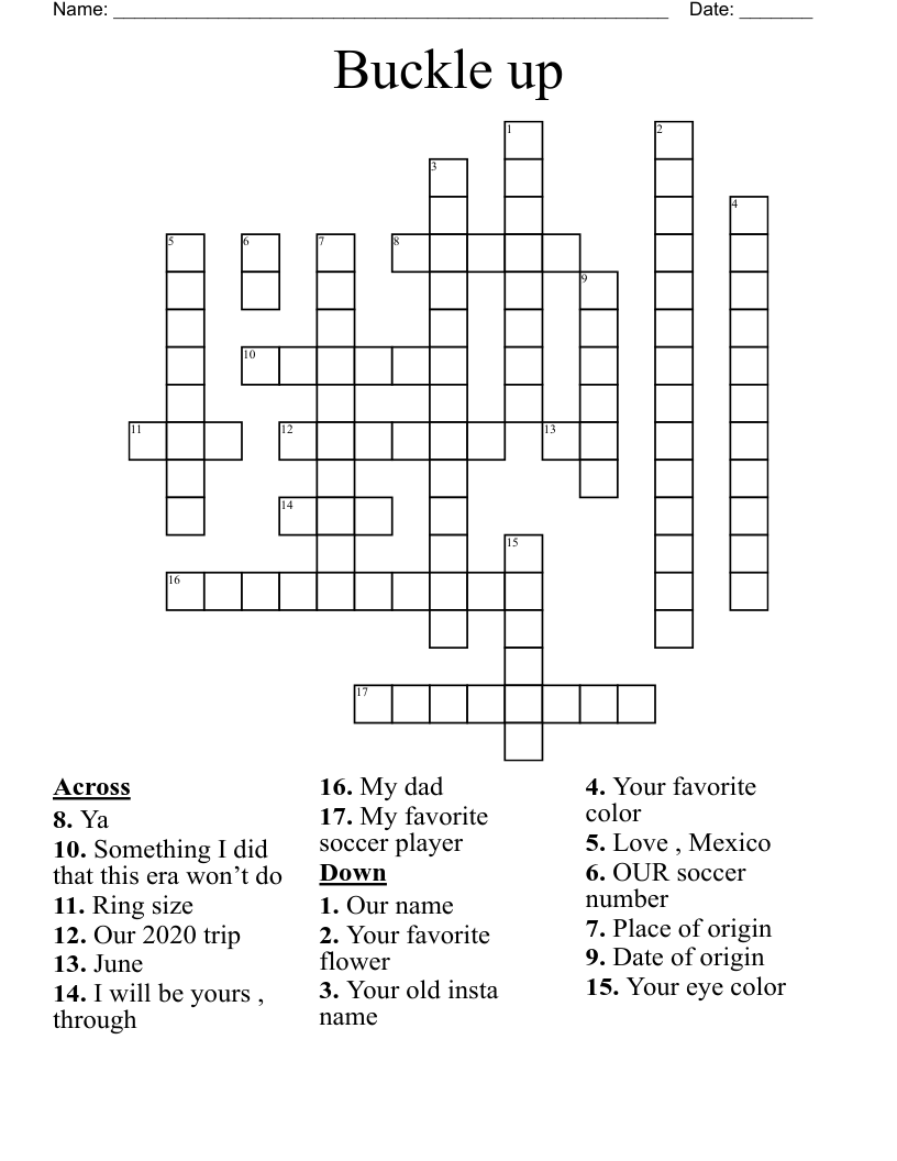 Buckle up Crossword WordMint