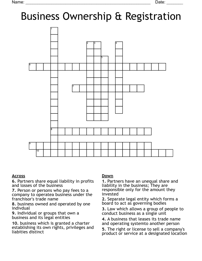 Business Crossword WordMint