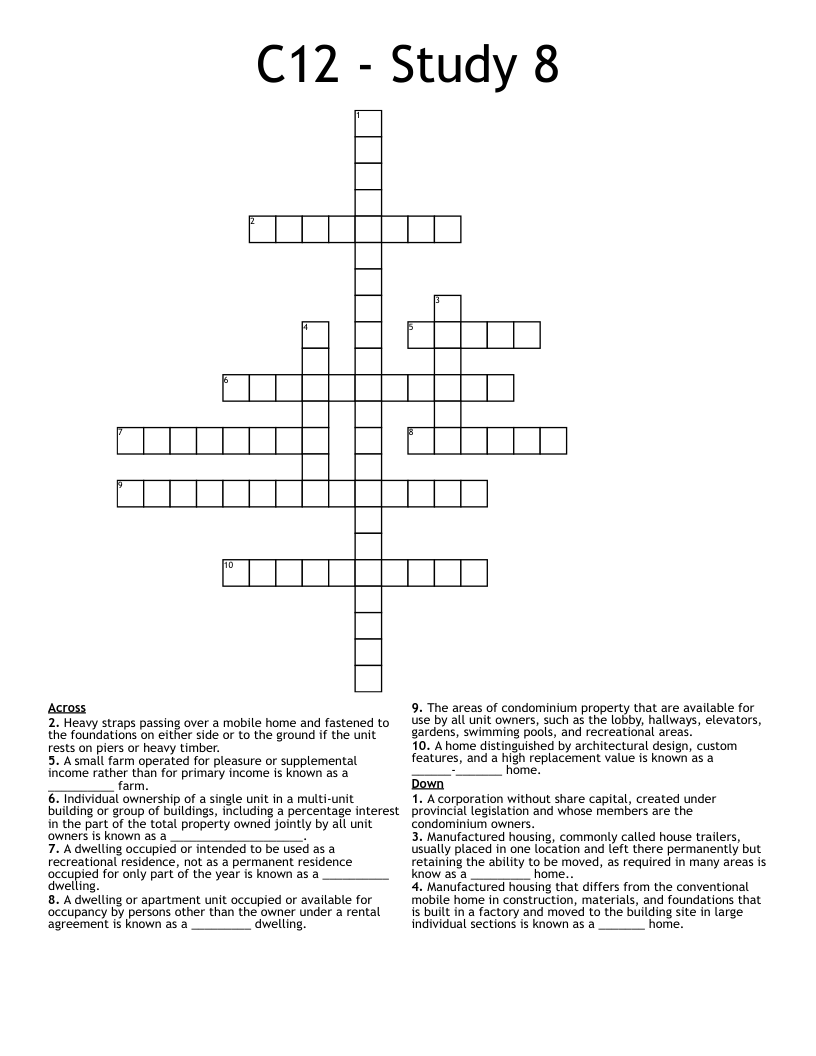 Real Estate Crosswords, Word Searches, Bingo Cards WordMint