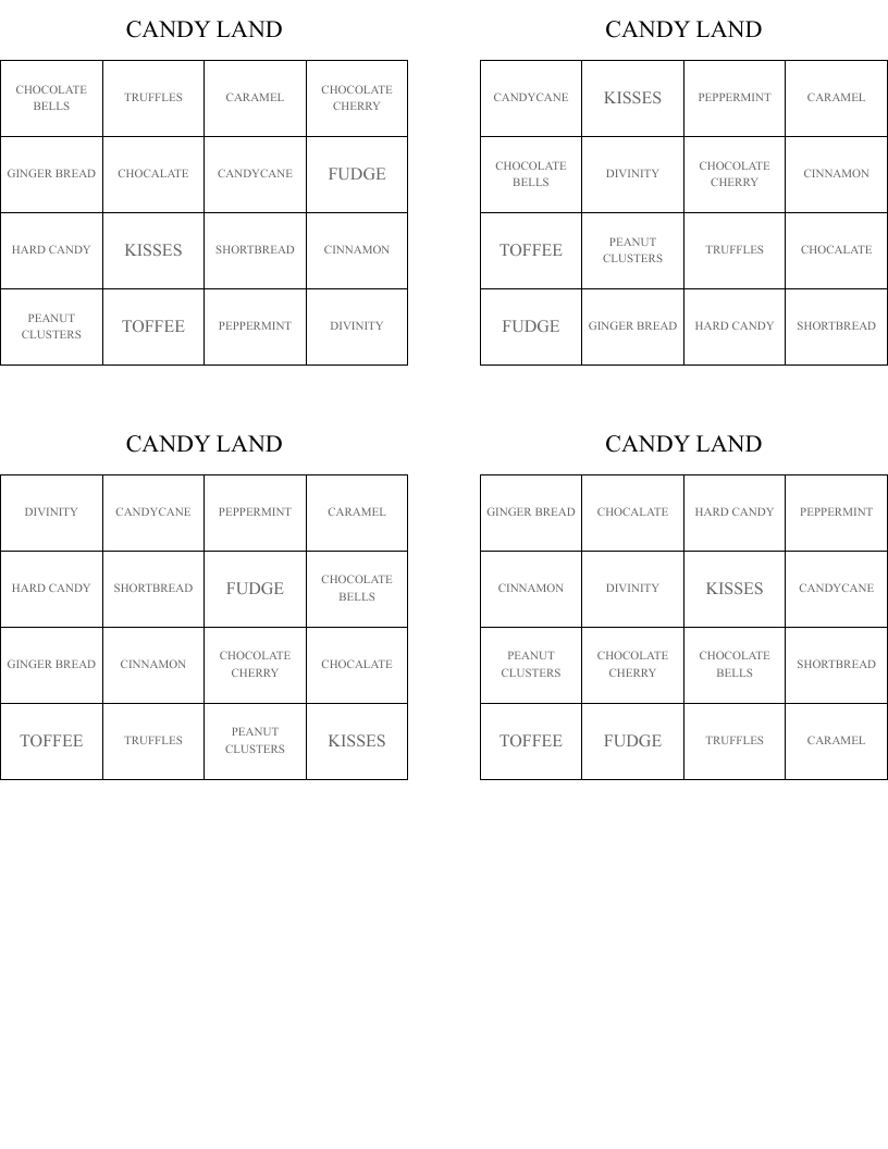 Candyland Cards Printable