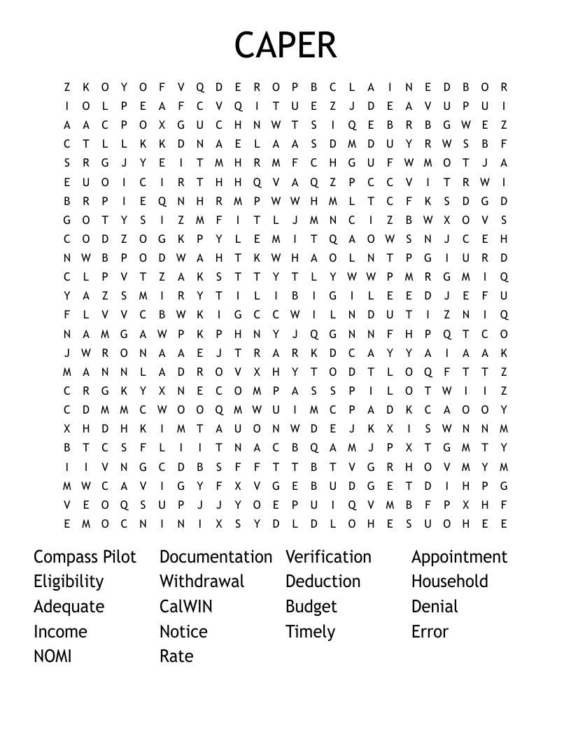CAPER Word Search WordMint
