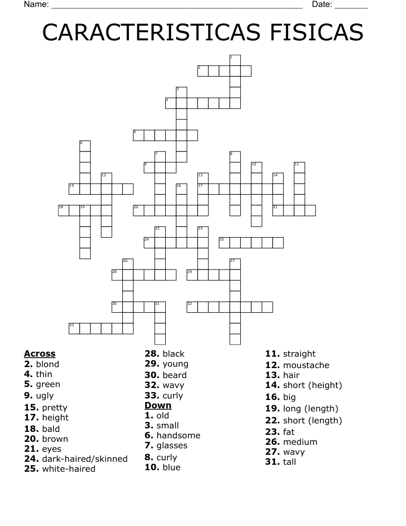 Physical appearance and personality Word Search WordMint