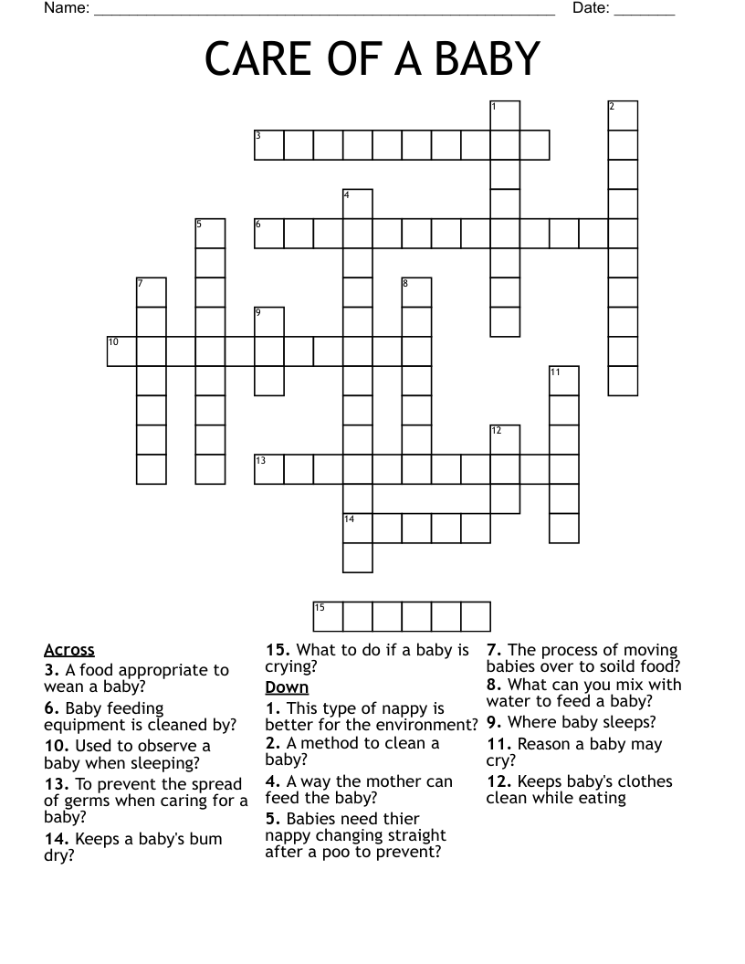 CARE OF A BABY Crossword WordMint