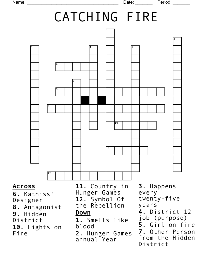 CATCHING FIRE Crossword WordMint