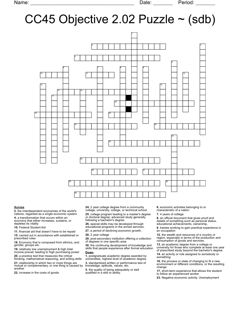 CC45 Objective 2.02 Puzzle (sdb) Crossword WordMint