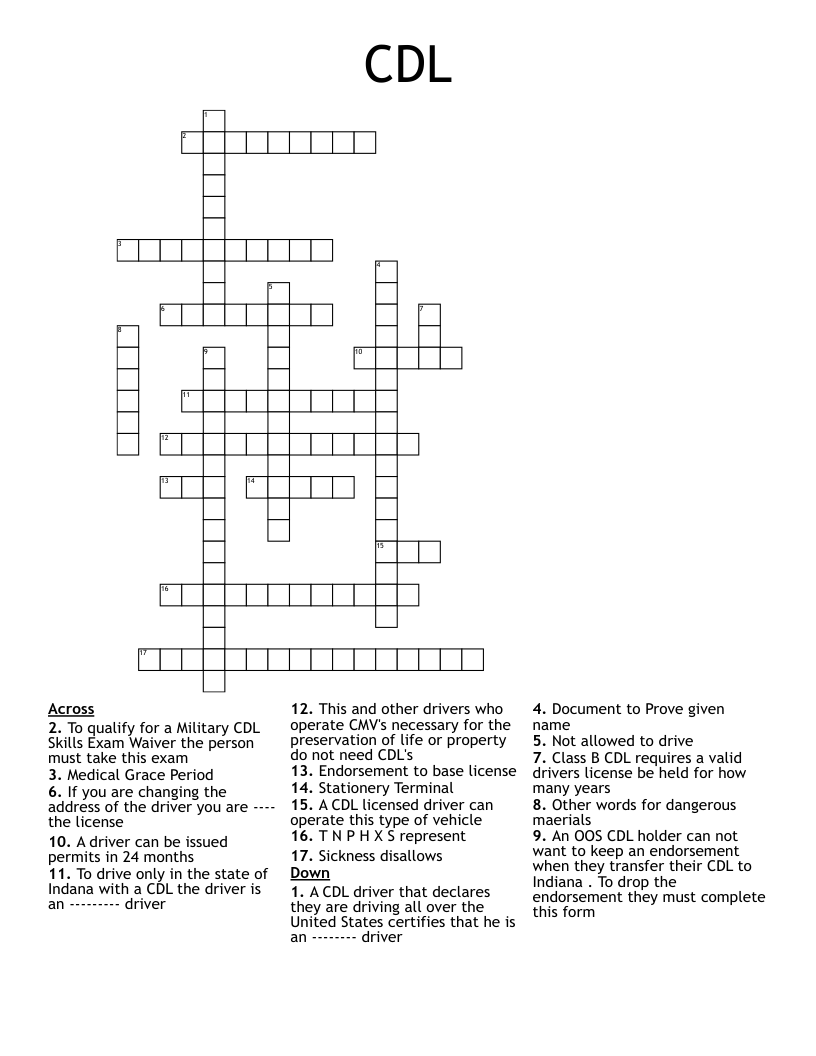 CDL Crossword WordMint