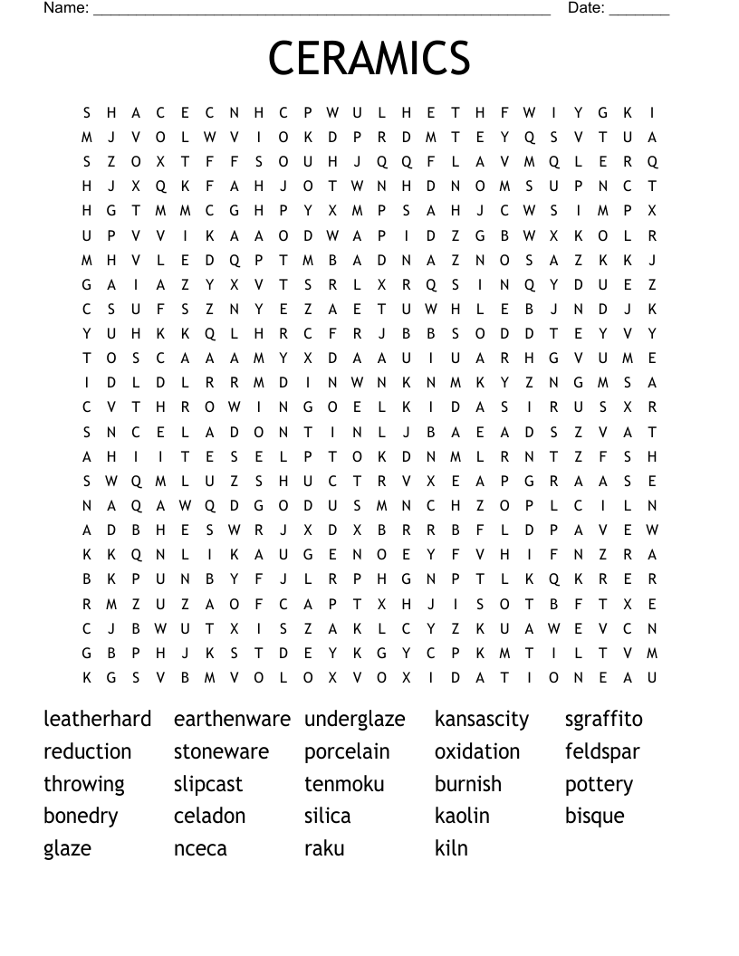 CERAMICS Word Search WordMint
