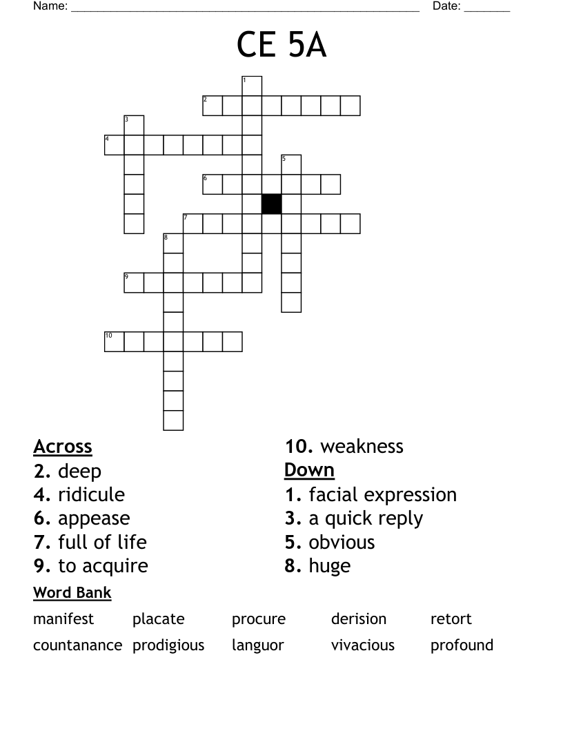 CE 5A Crossword WordMint