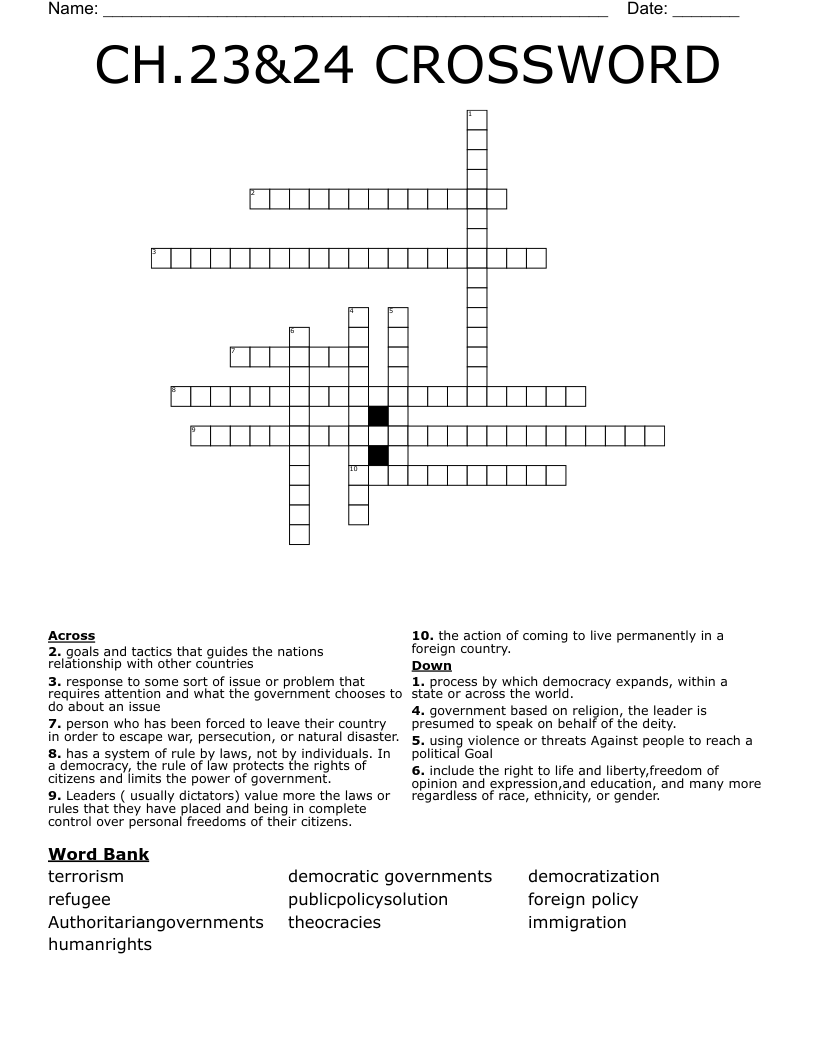 CH.23&24 CROSSWORD WordMint