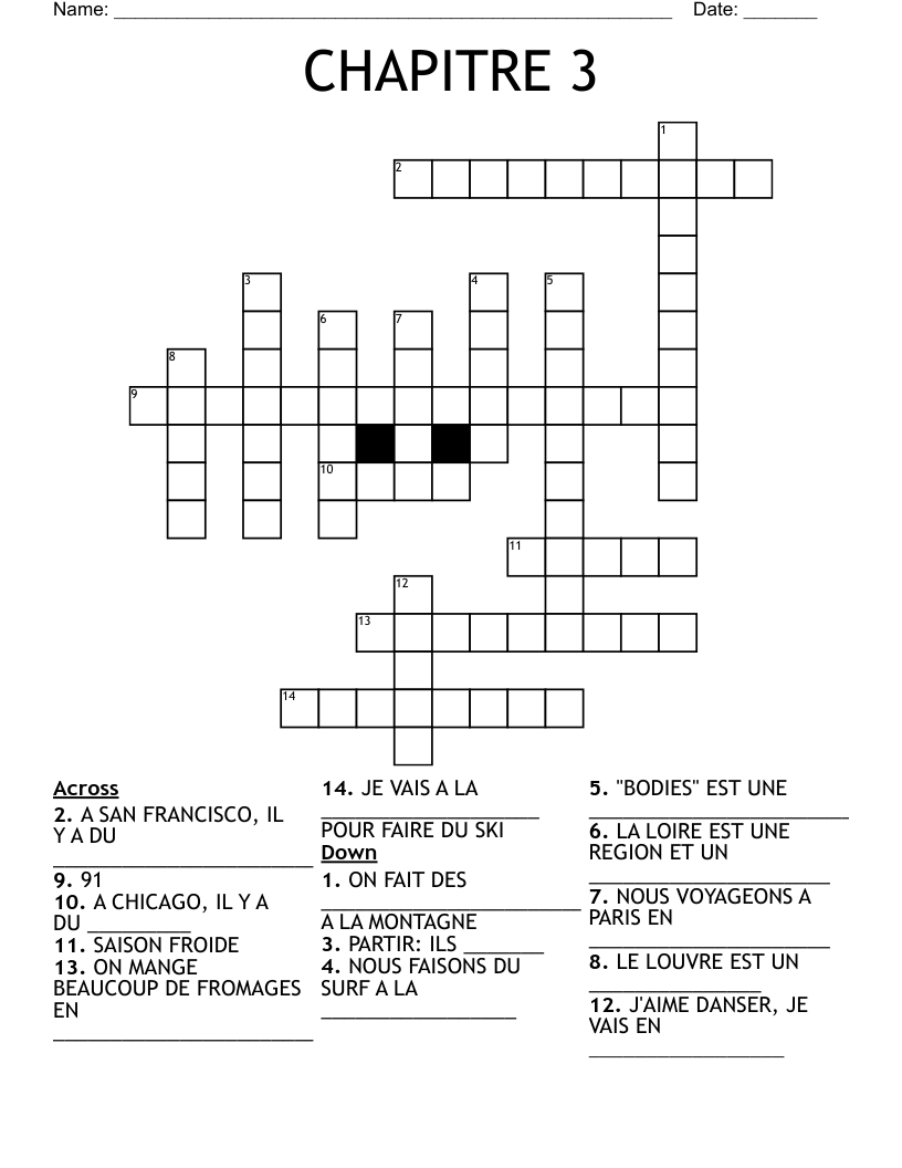 CHAPITRE 3 Crossword WordMint