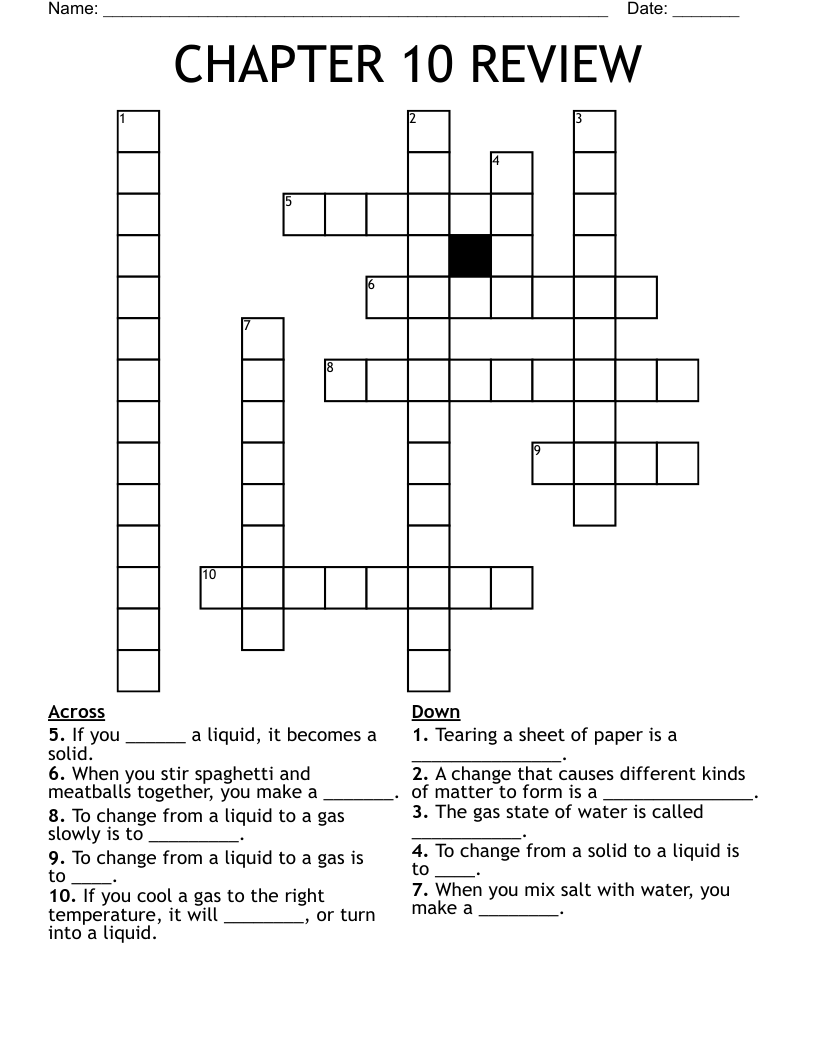 CHAPTER 10 REVIEW Crossword WordMint