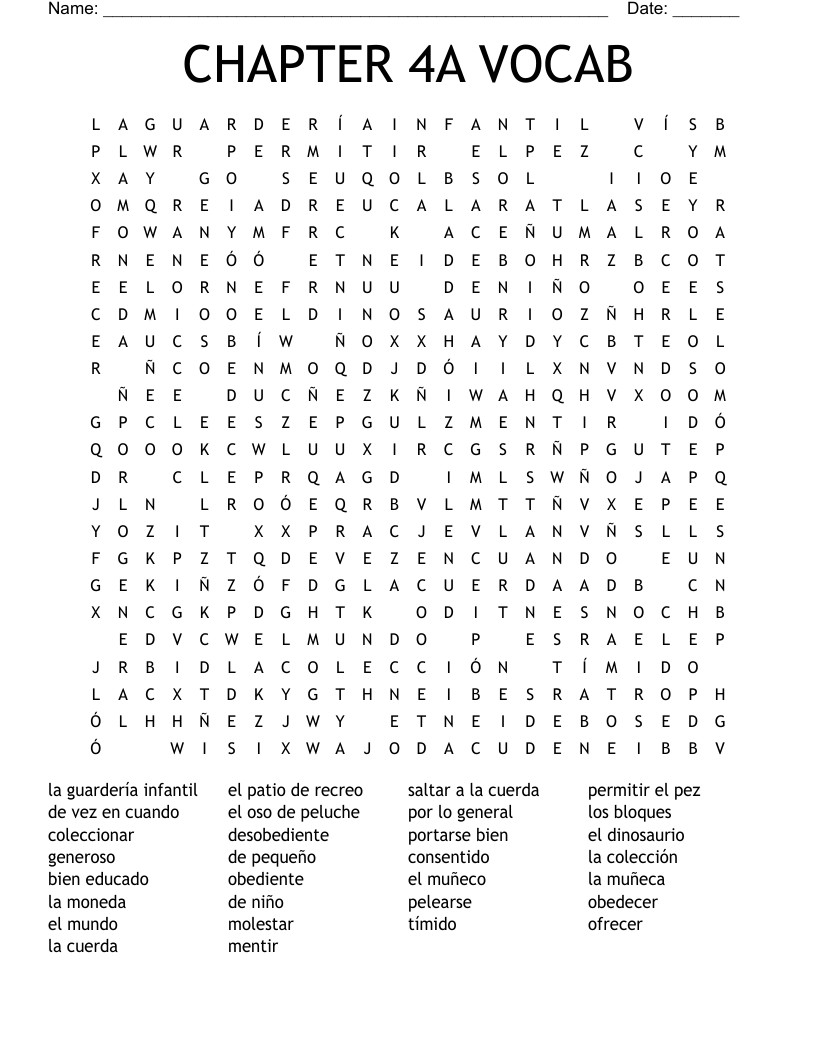 La Niñez Crossword WordMint