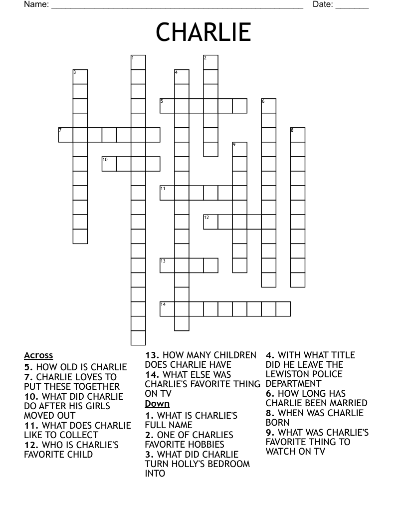 CHARLIE Crossword WordMint
