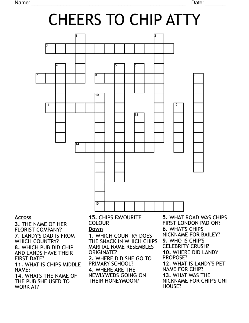 CHEERS TO CHIP ATTY Crossword WordMint