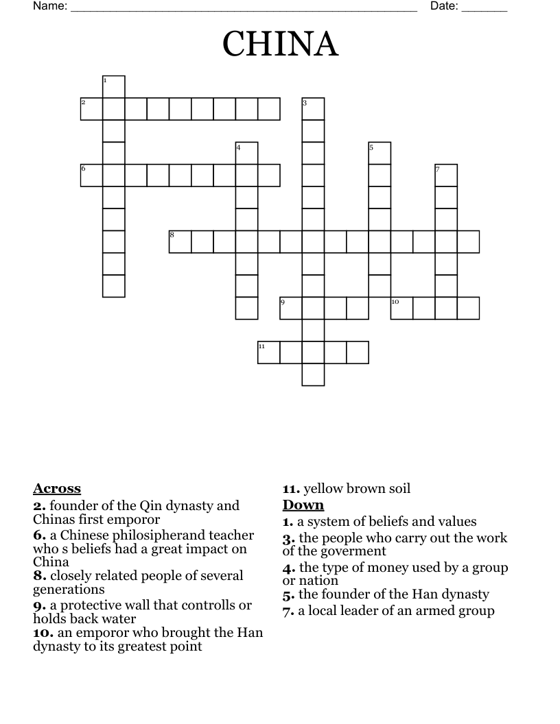 CHINA Crossword WordMint