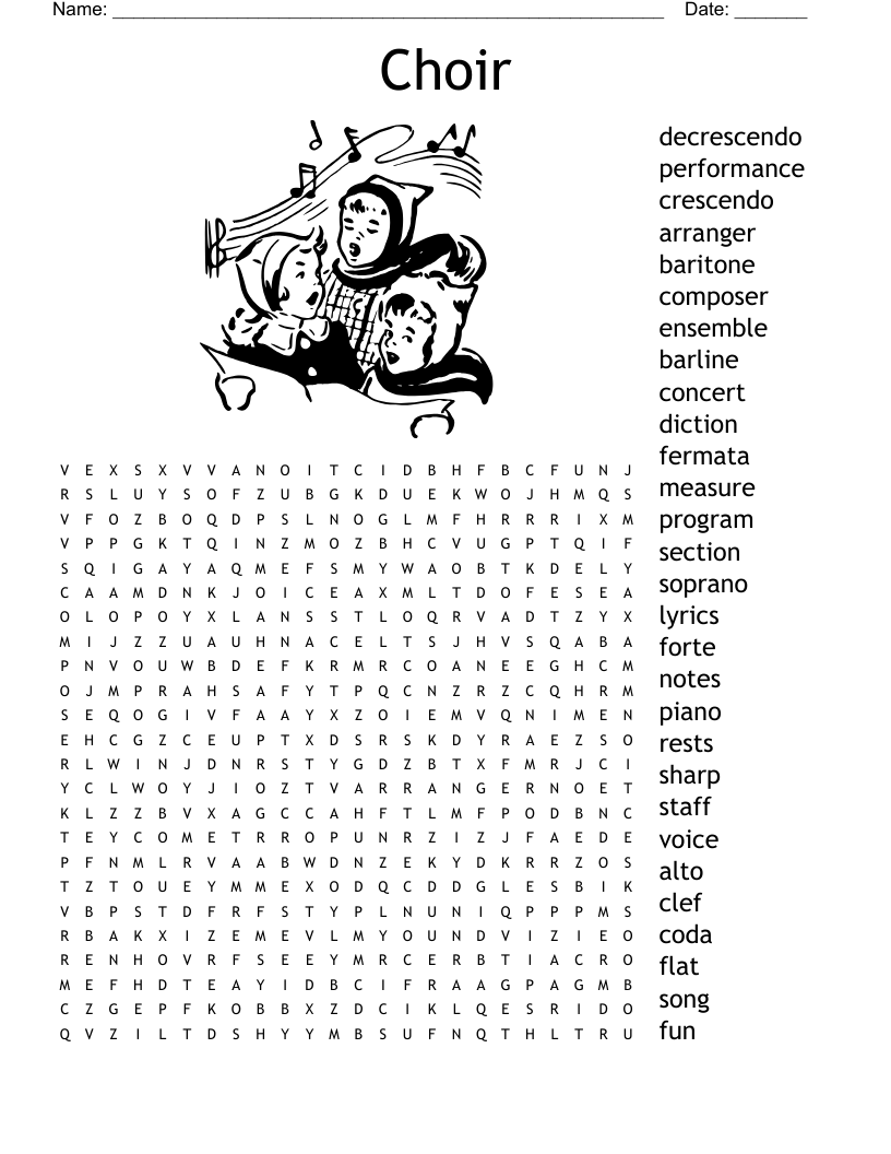Choir Word Search WordMint