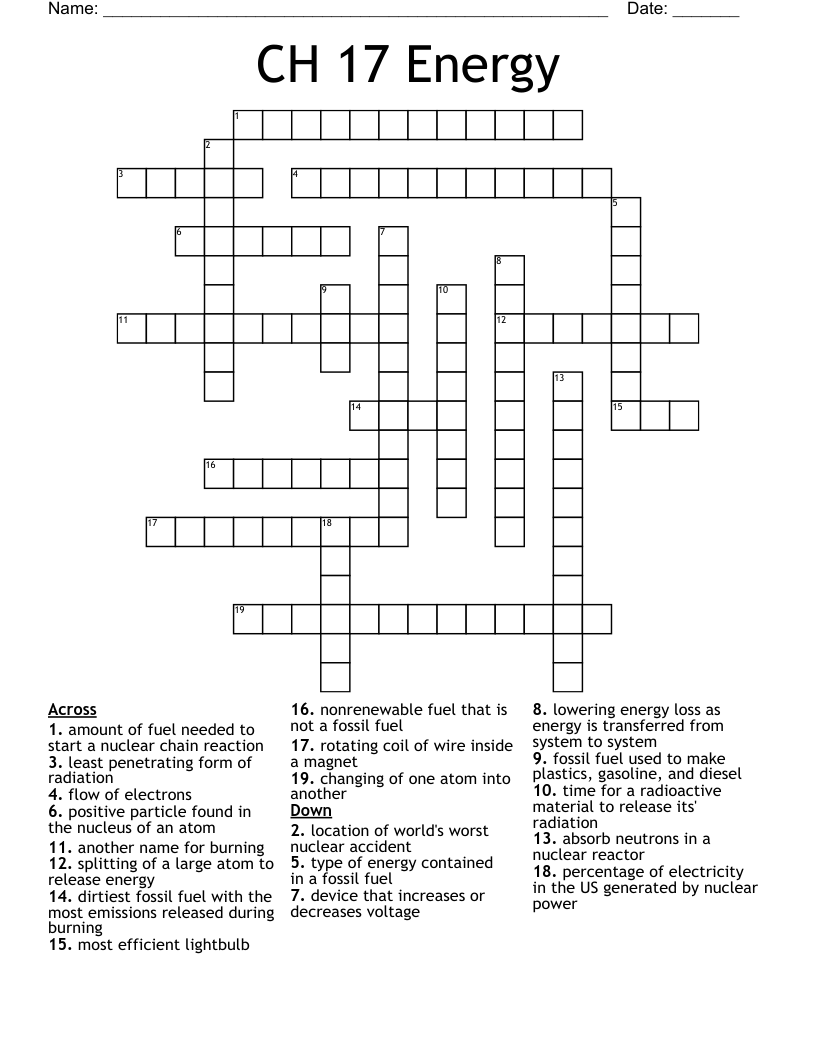 CH 17 Energy Crossword WordMint