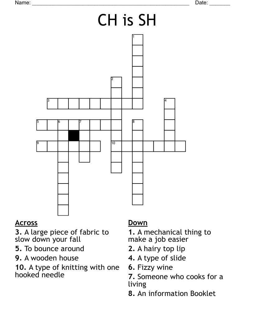 CH sounds like SH Word Search WordMint