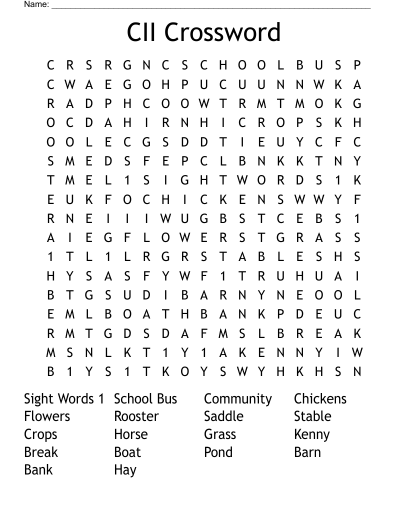 CII Crossword Word Search WordMint