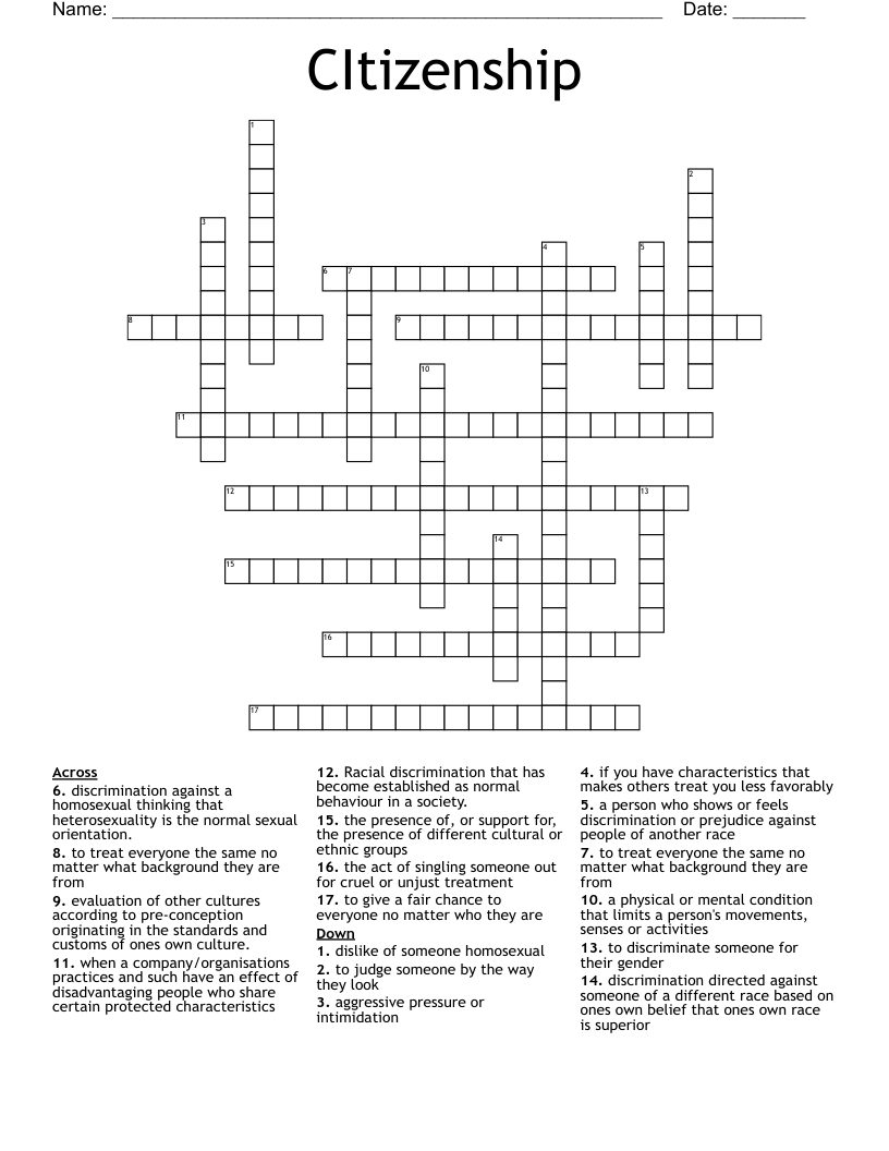 CItizenship Crossword WordMint