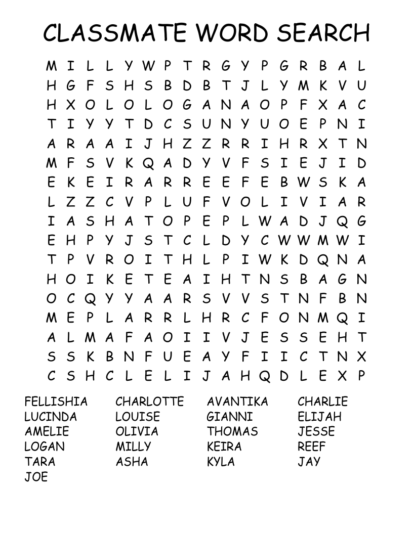CLASSMATE WORD SEARCH WordMint